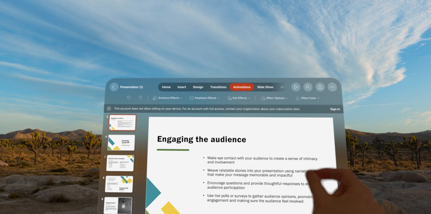 PowerPoint, working with presentation