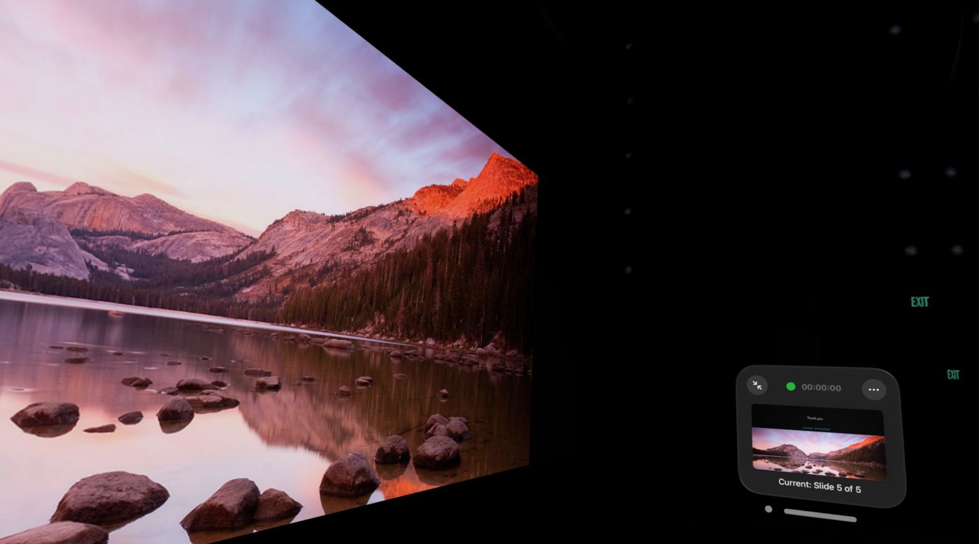 KeyNote, Theater environment, presenter view with slides panel