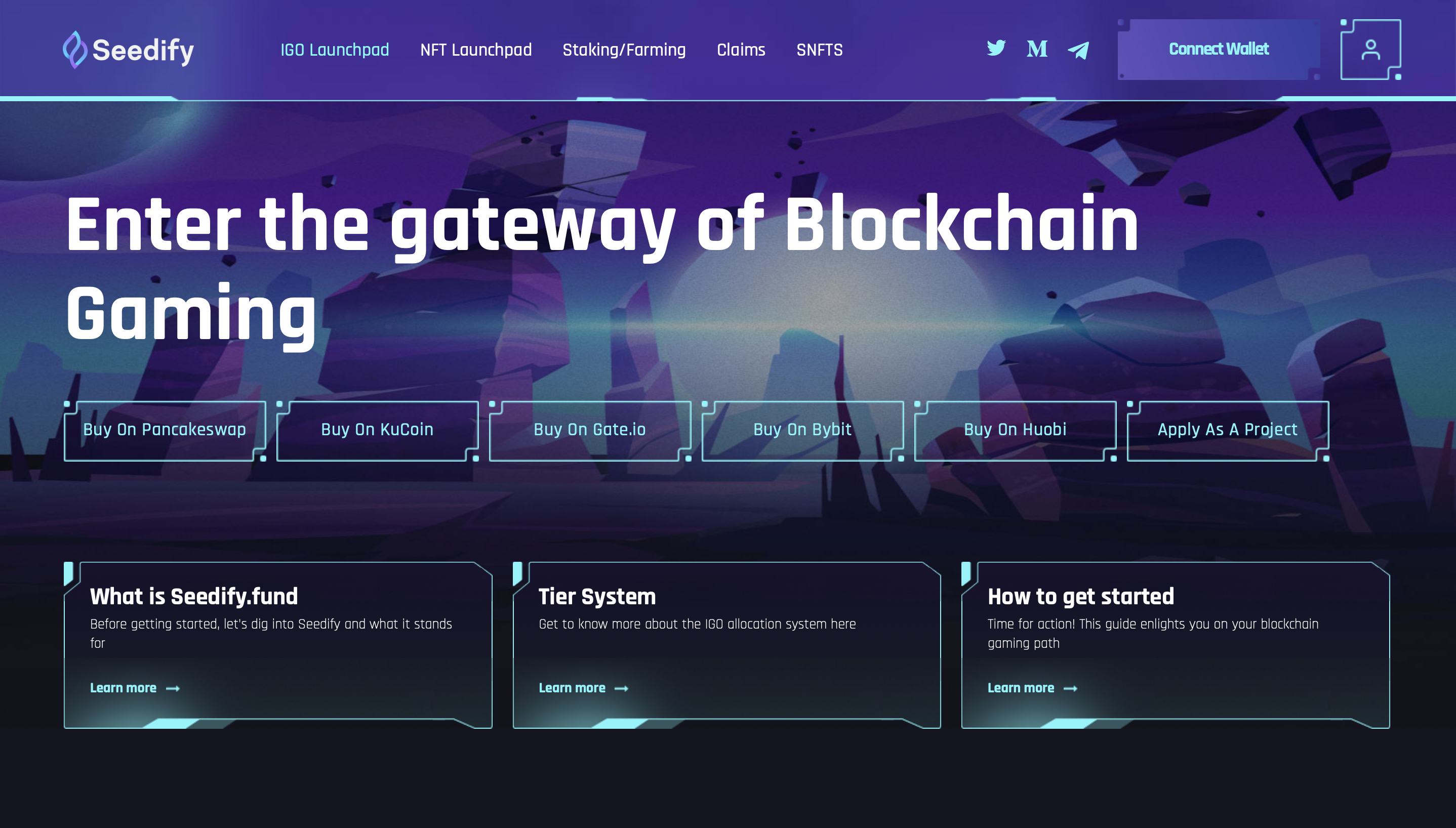 The interface of Seedify.fund launchpad