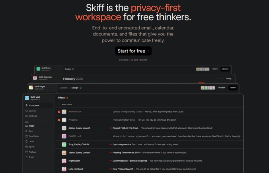 Skiff is a project with a decentralized platform for secure and private communication. / Source:  skiff.org