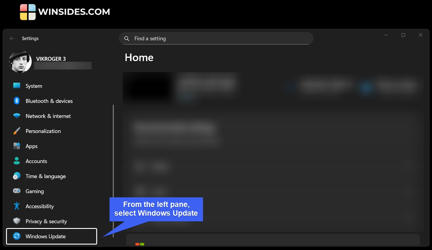 Select windows update