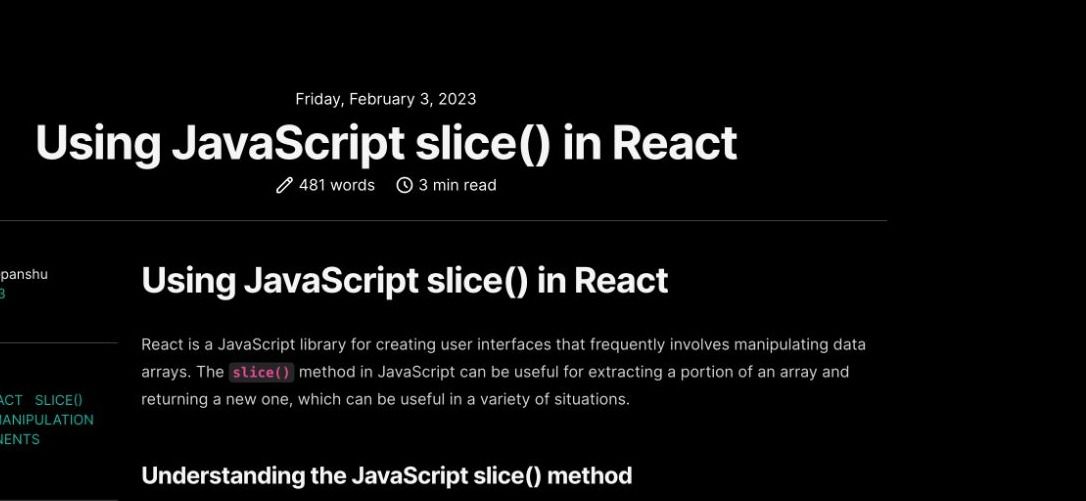 How to Use the JavaScript Slice() Method in React