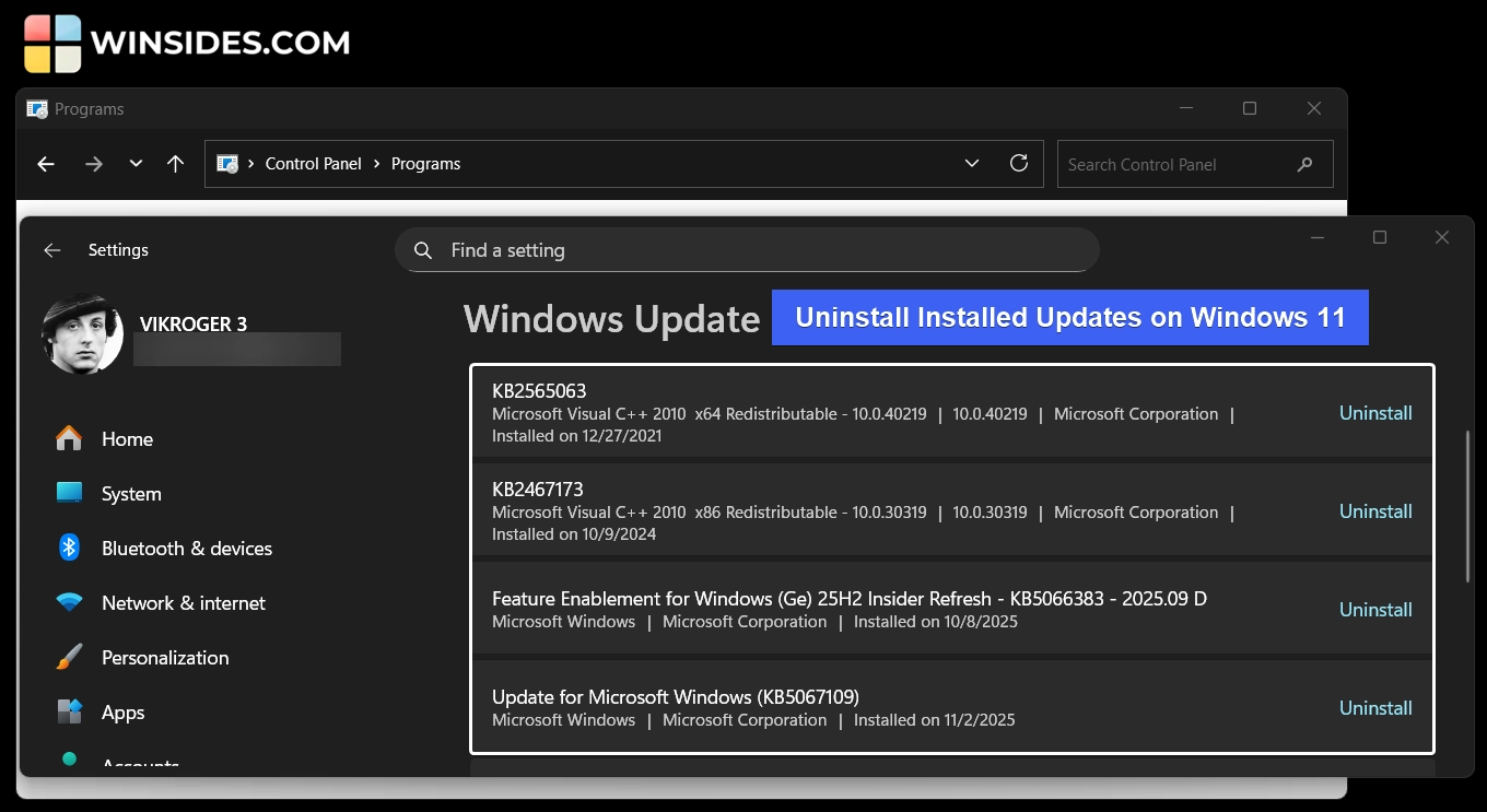 Uninstall Installed Updates on Windows 11