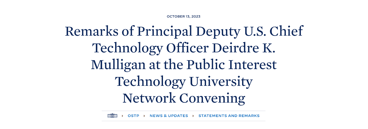 Deputy CTO Deirdre K. Mulligan Discusses Biden Administration's Tech Priorities