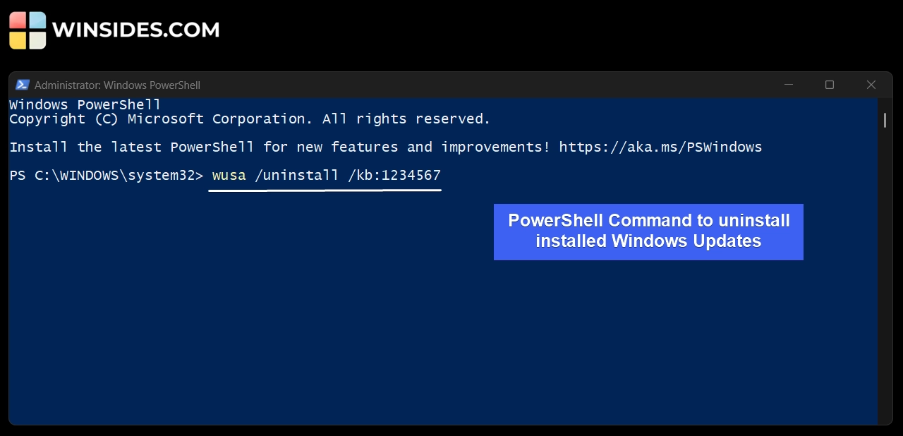 Uninstall Windows Updates using Windows PowerShell