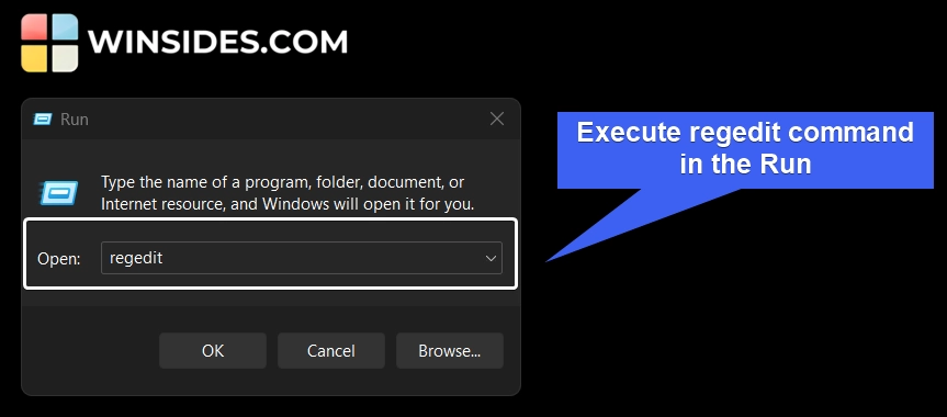 Run Windows Registry Editor command