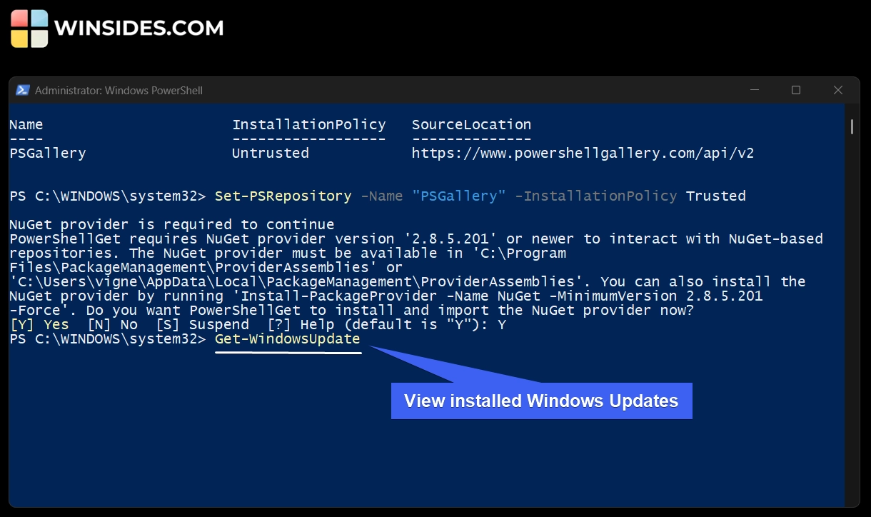 View Installed Windows Updates