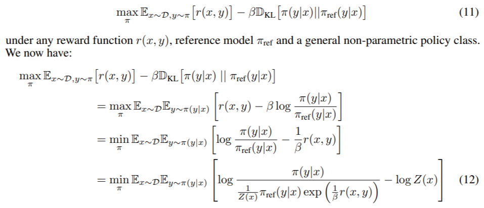 Deriving the Optimum of the KL-Constrained Reward Maximization Objective