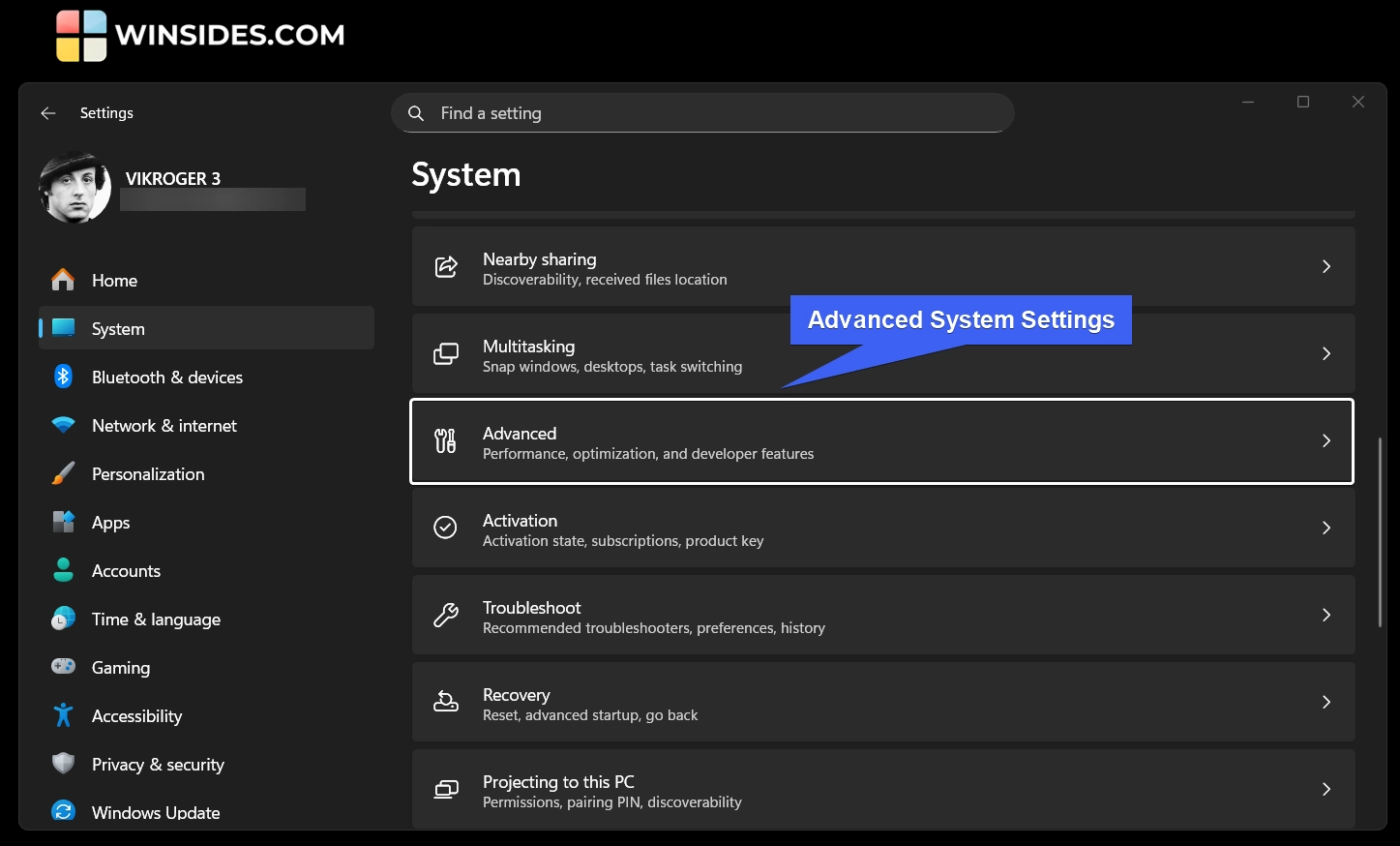 Advanced System Settings. 