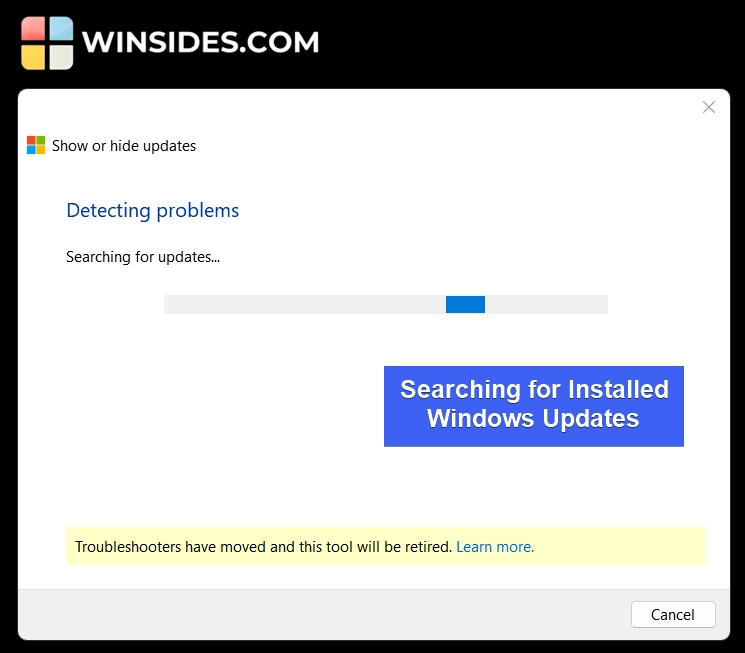 Searching for installed Windows Updates
