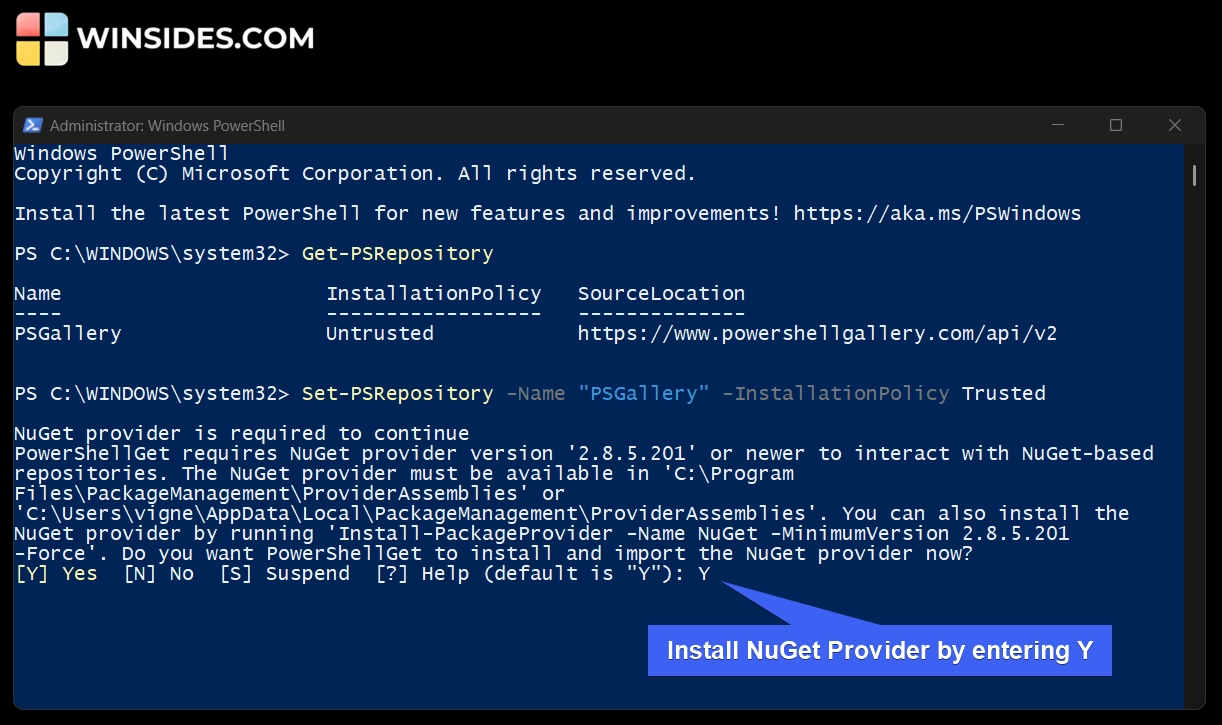 Install NuGet Provider