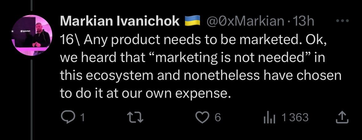 A screenshot from the X thread by Markian Ivanichok about Polkadot's difficulties in scaling business