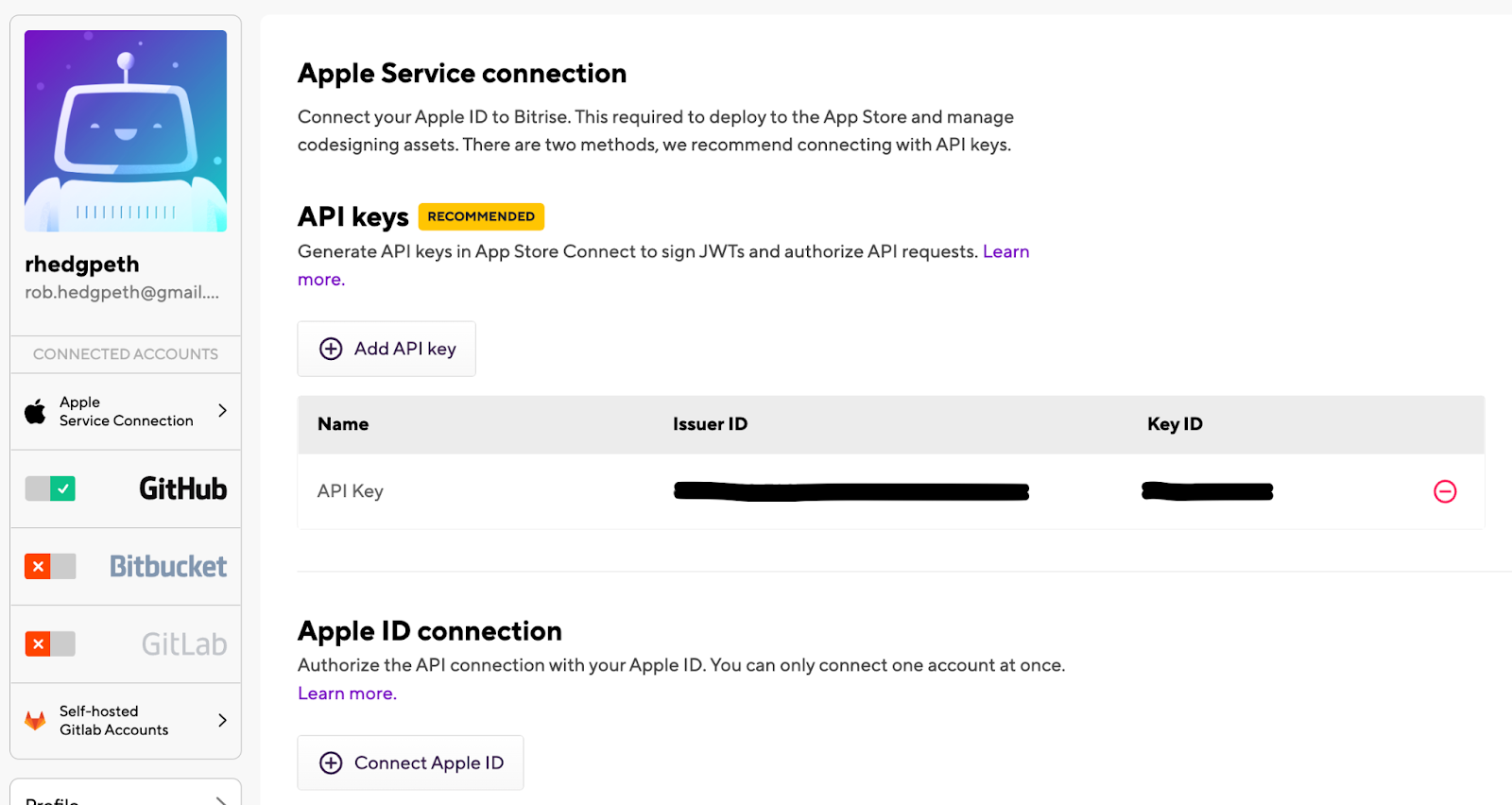 Adding your Apple Service connection
