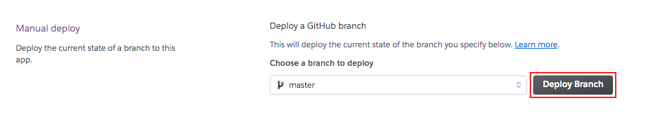 deploy the github branch
