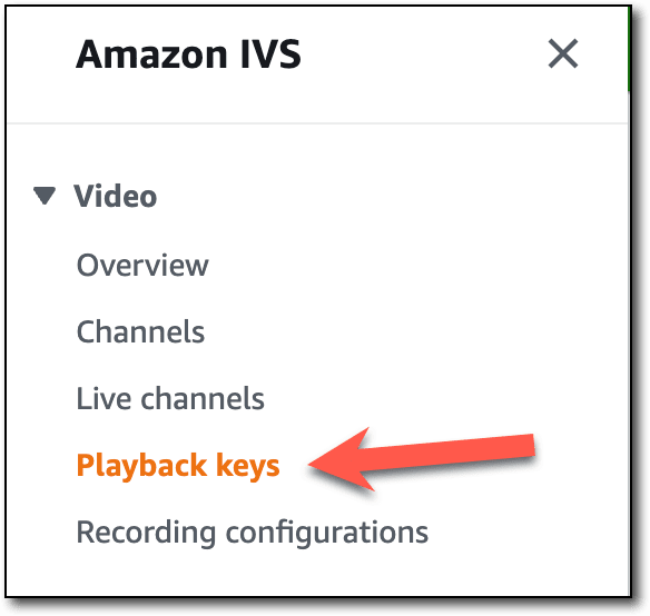 Console navigation with Playback keys link highlighted