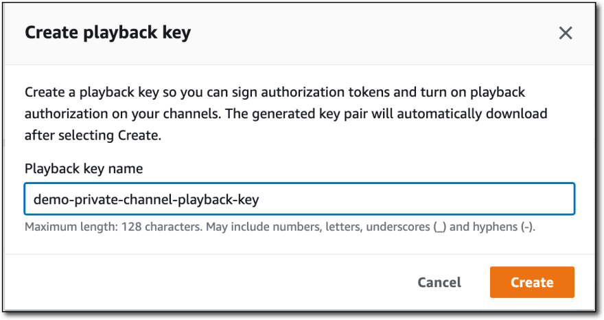 Create playback key dialog