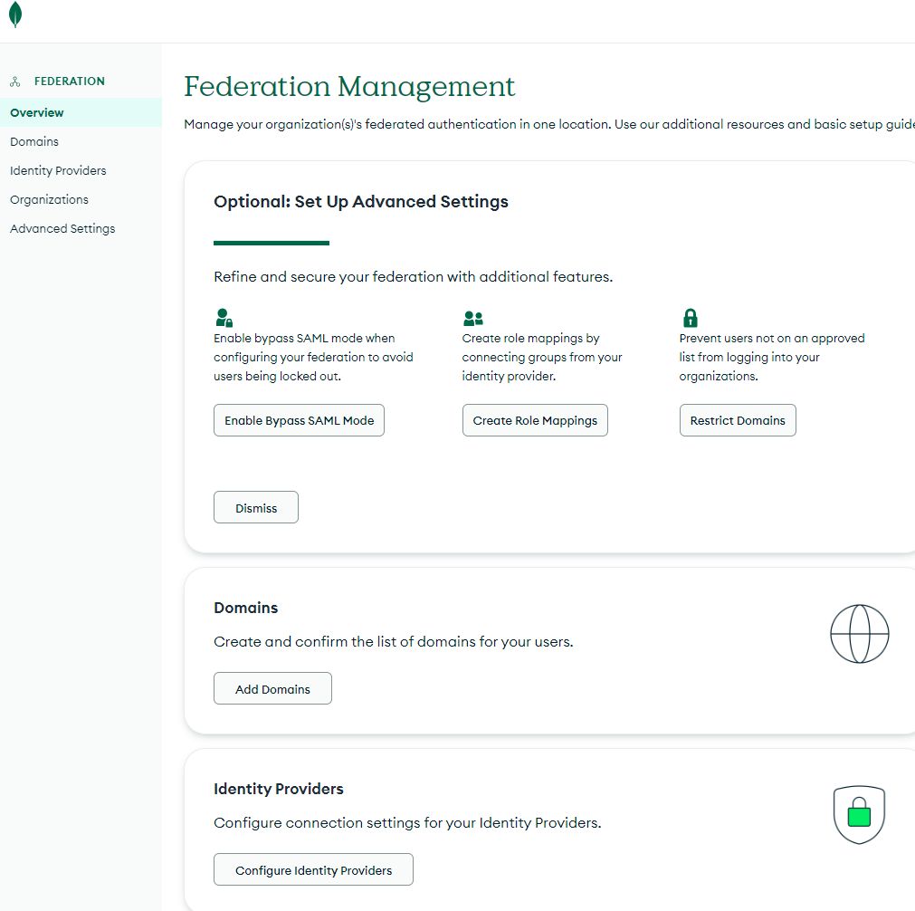 Federated Authentication Settings