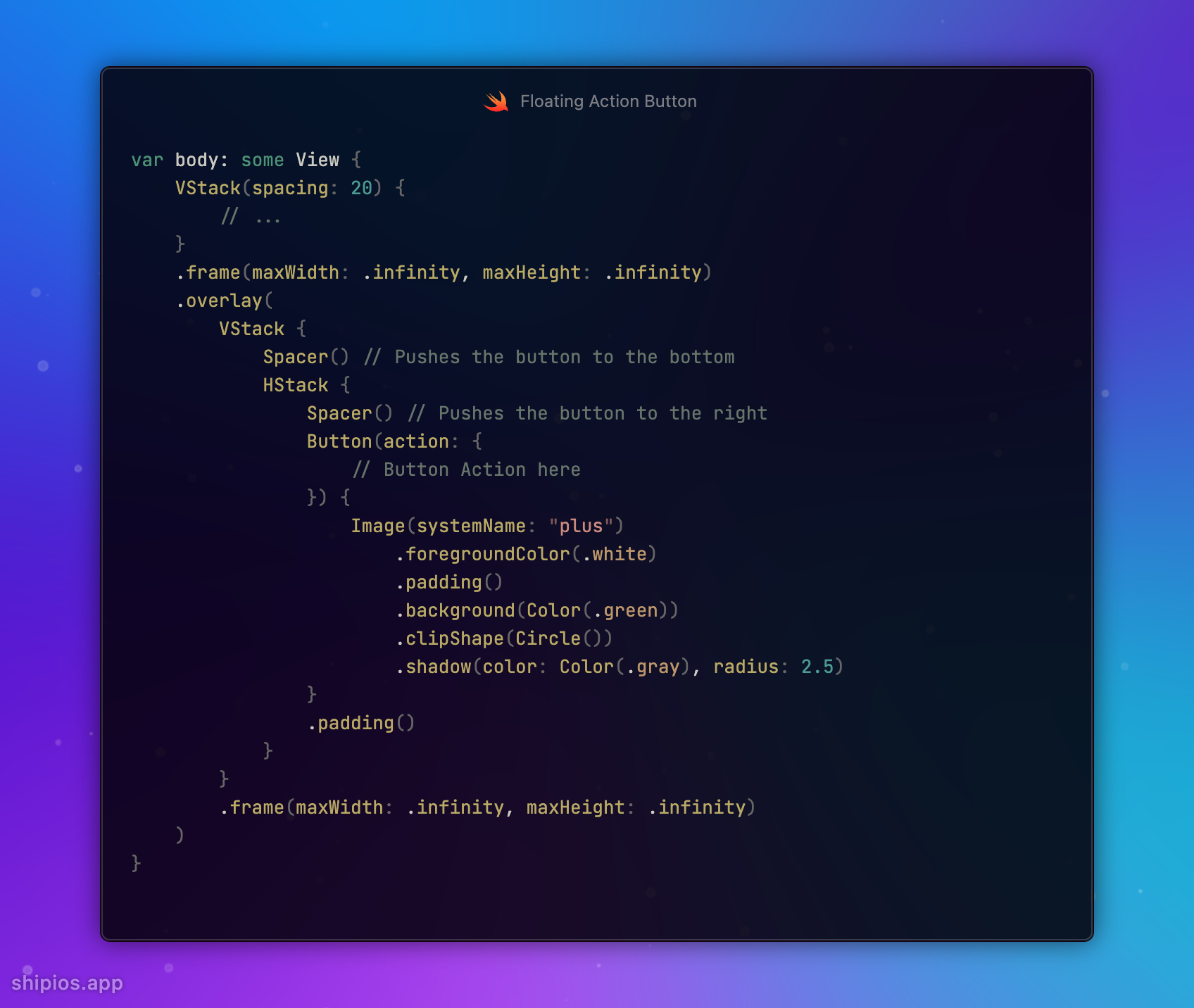 Code for implementing FAB button