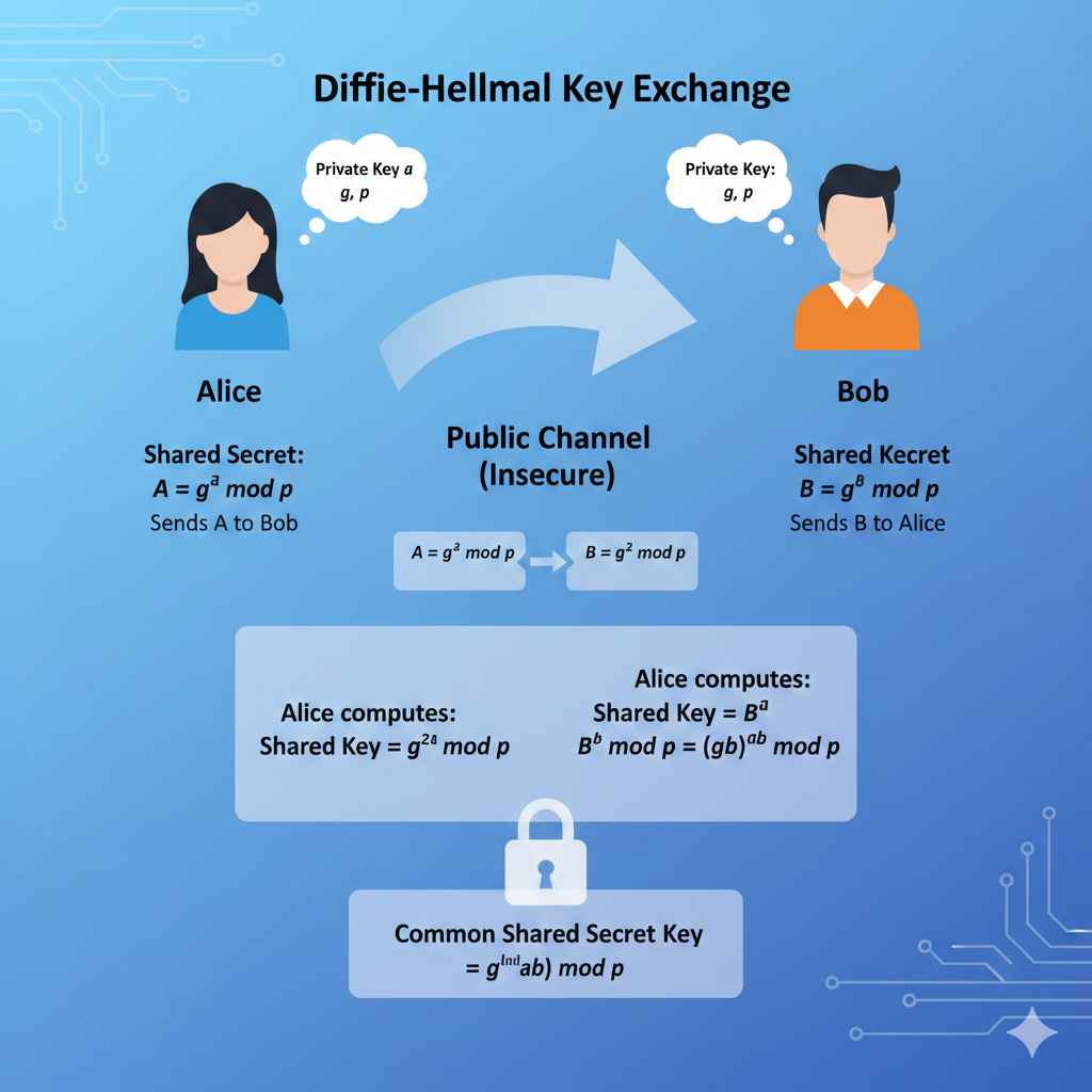 Securely Sharing Secrets Over a Public Channel: The Diffie-Hellman Way 