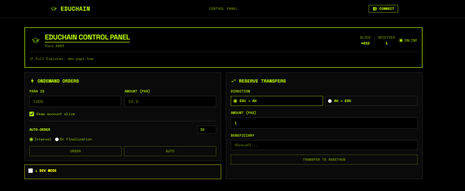 EduChain is NOT a production network. It is a network made for educational and demonstrative purposes, to showcase various functionality and how one might go about implementing it themselves.