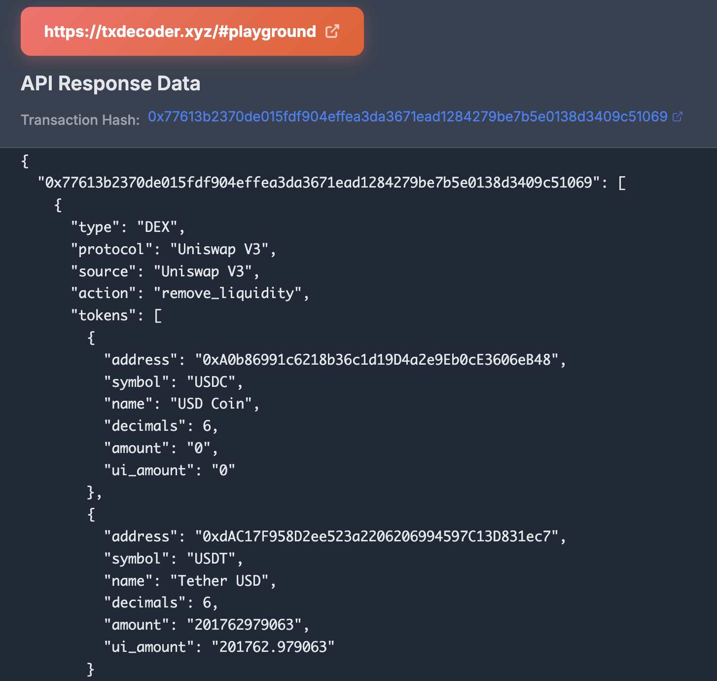 Remove Liquidity event