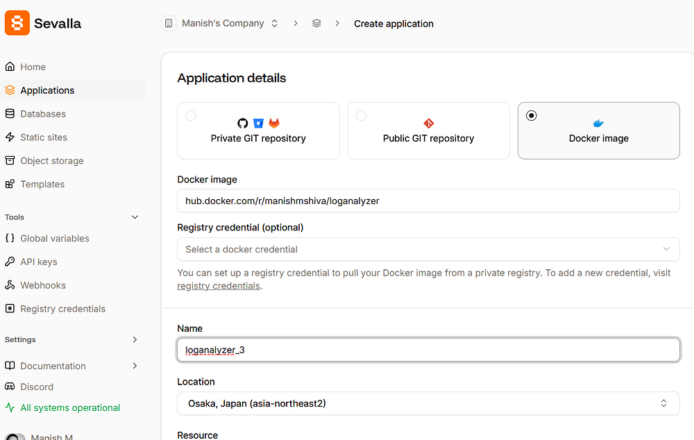 Create New Application
