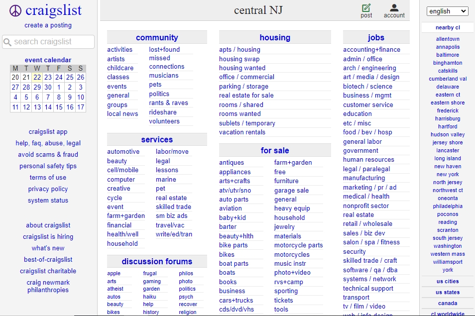 Craiglist is one of the most popular classified ad sites, and it operates in over 70 countries