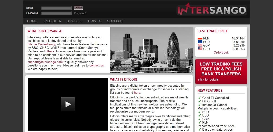 Intersango Bitcoin Exchange old website from Internet Archive