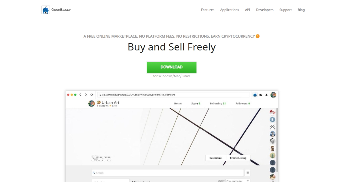 OpenBazaar old website from Internet Archive