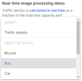 The vehicle type dropdown in the demo app
