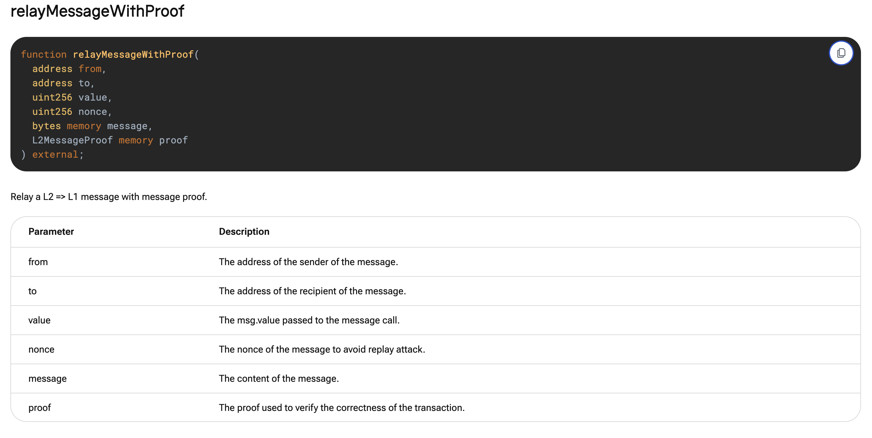 relayMessage with Proof