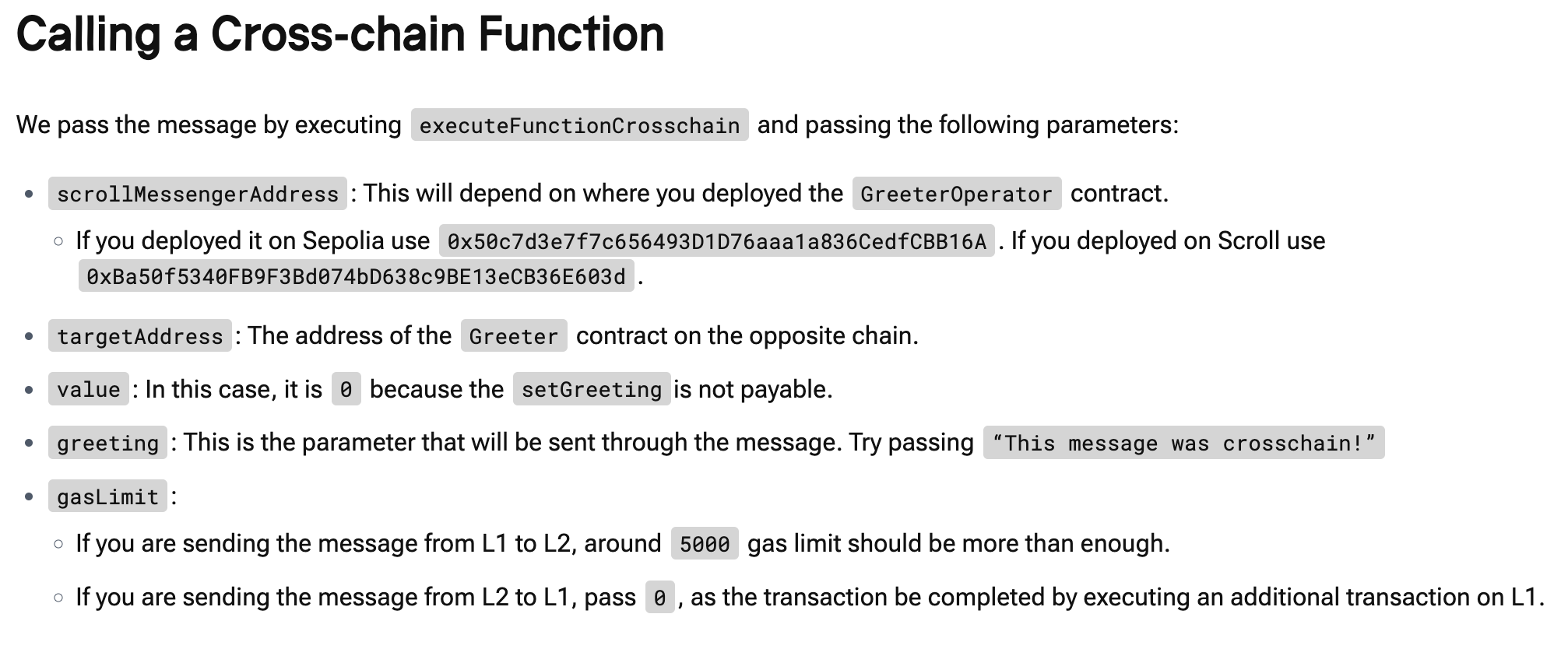 Calling a Cross-chain Function