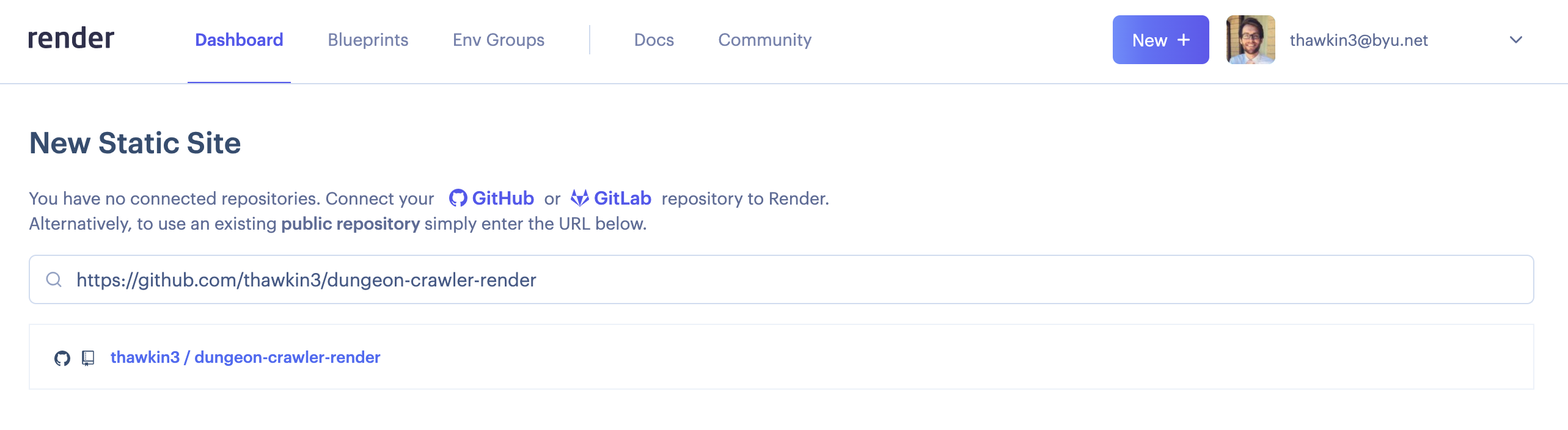Connect to your GitHub repo