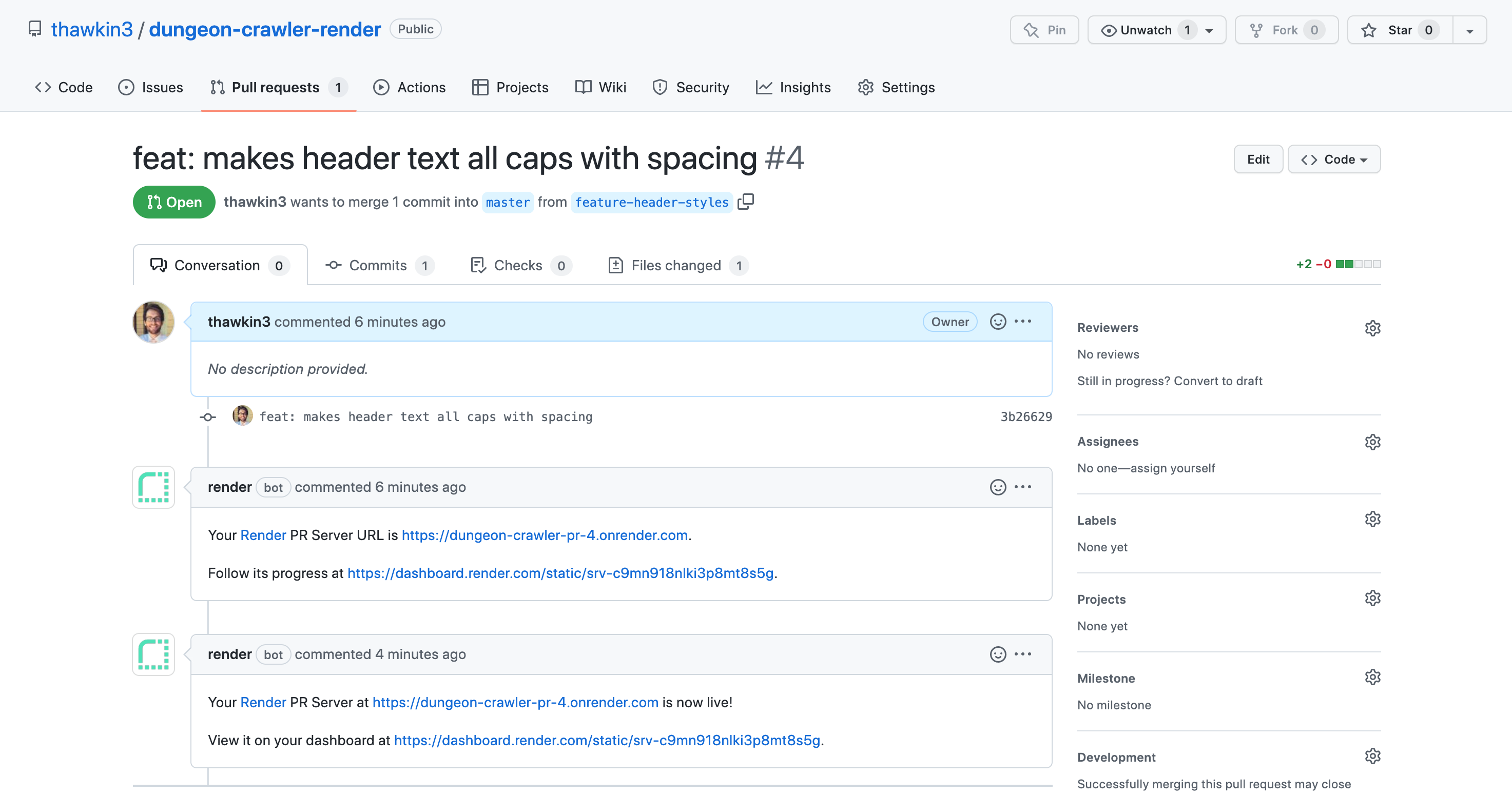 Comments on GitHub pull requests with links to review app