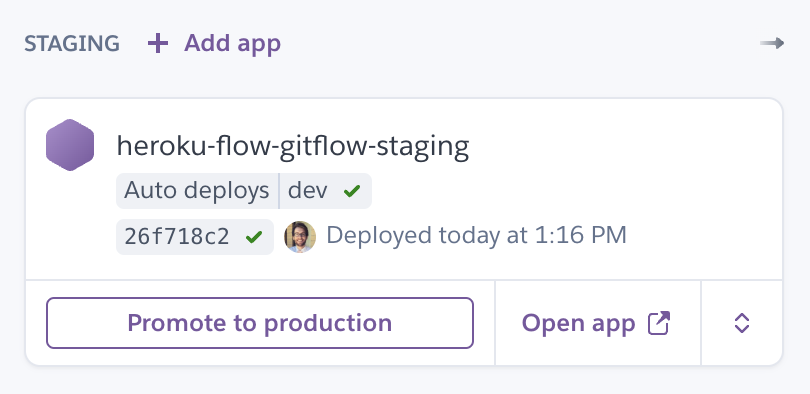Staging app was automatically deployed