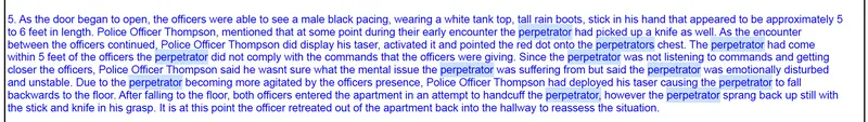 An excerpt from a document from the New York Police Department’s internal investigation into an officer’s shooting of Kawaski Trawick. Credit: Obtained through a Freedom of Information Law request; highlighted by ProPublica