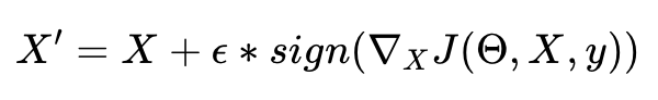 Fast Gradient Sign formula