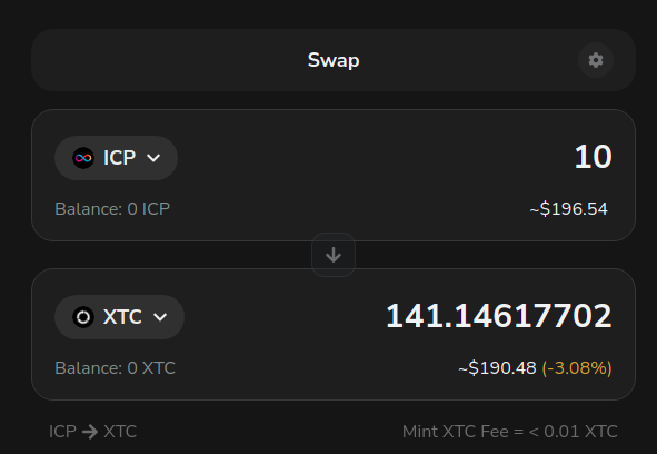Sonic swap interface