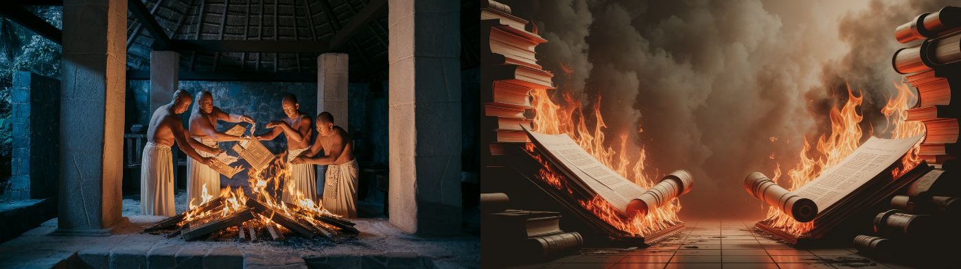 Burning of library