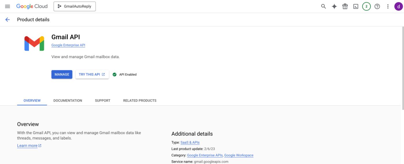 Google Console Cloud for Lambda Gmail Client project