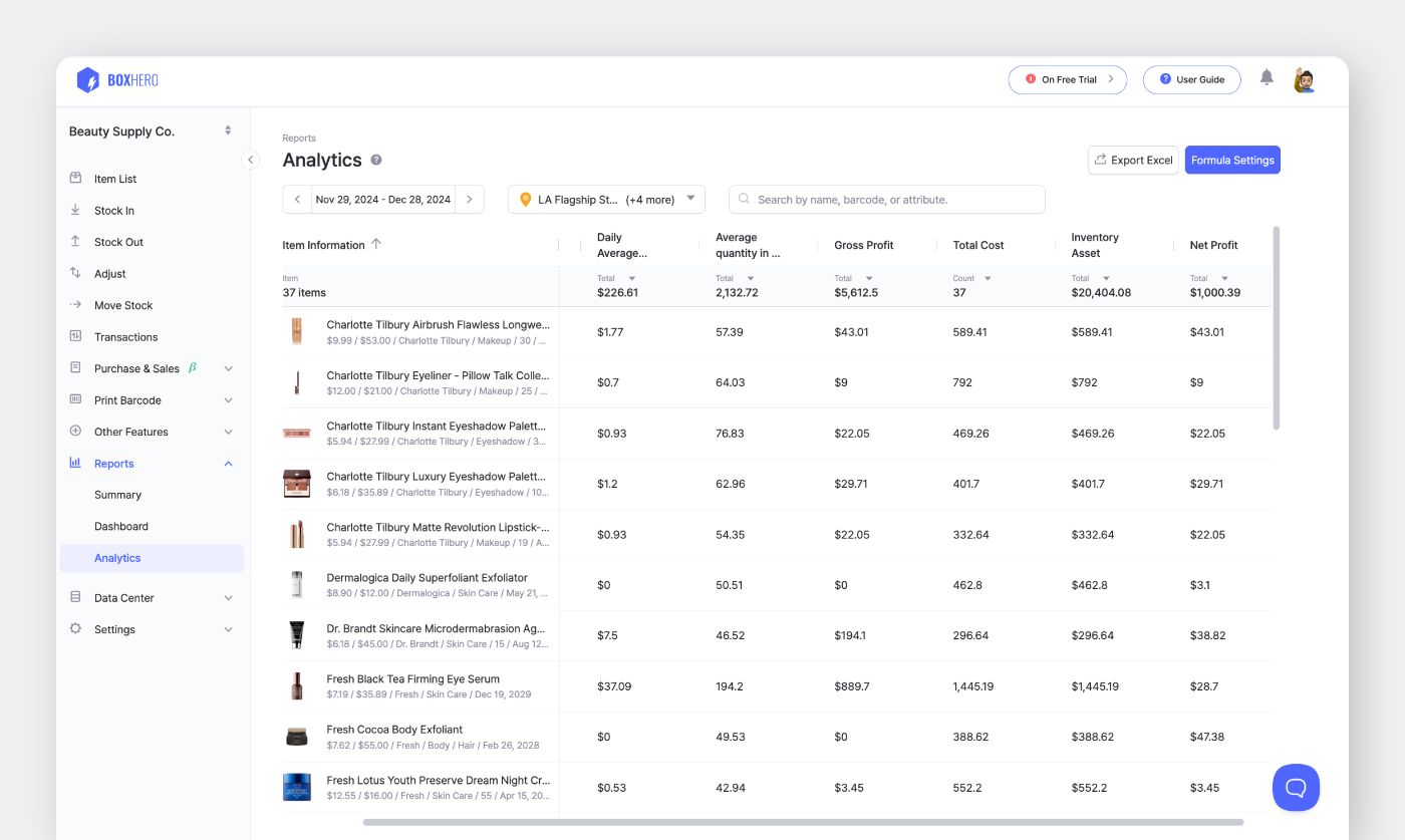 BoxHero’s Analytics Feature for Inventory Insights