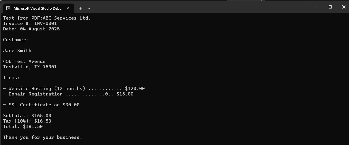 IronOCR extracted PDF output