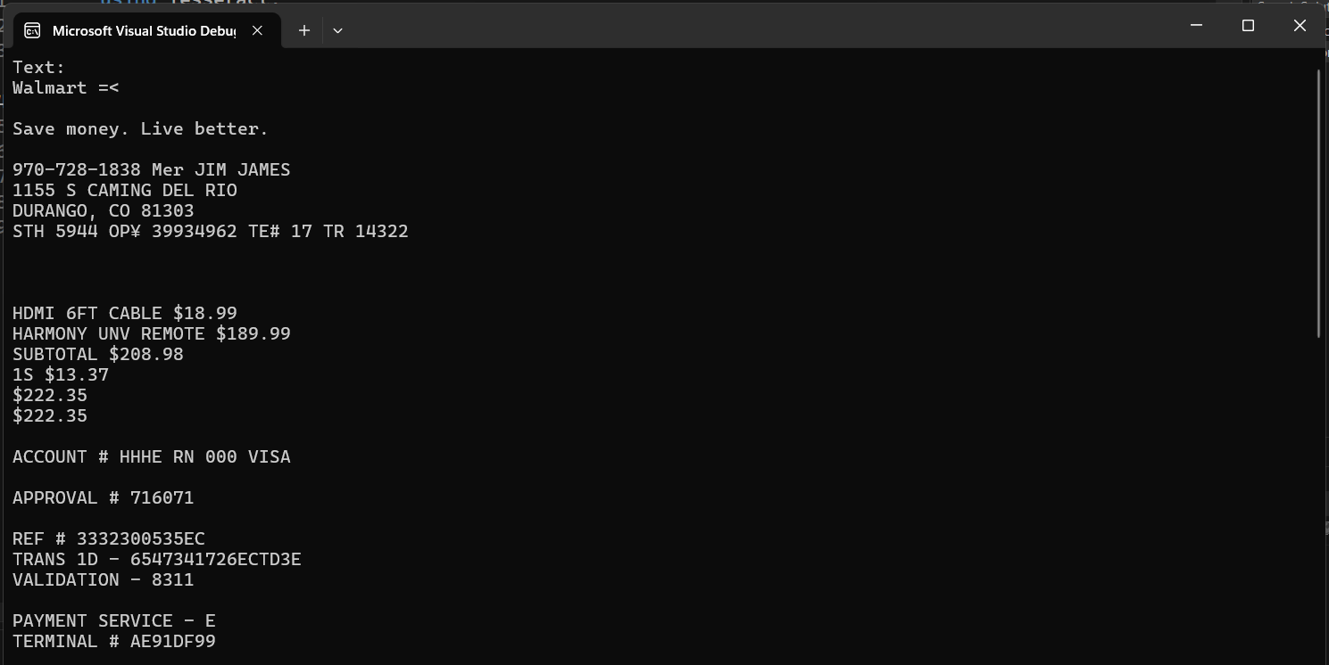 Tesseract Output