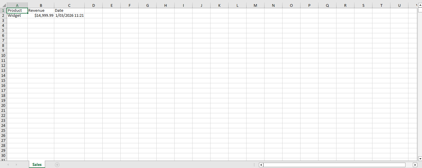 GemBox.Spreadsheet output