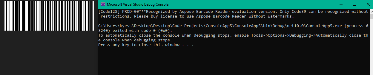 Aspose.BarCode output