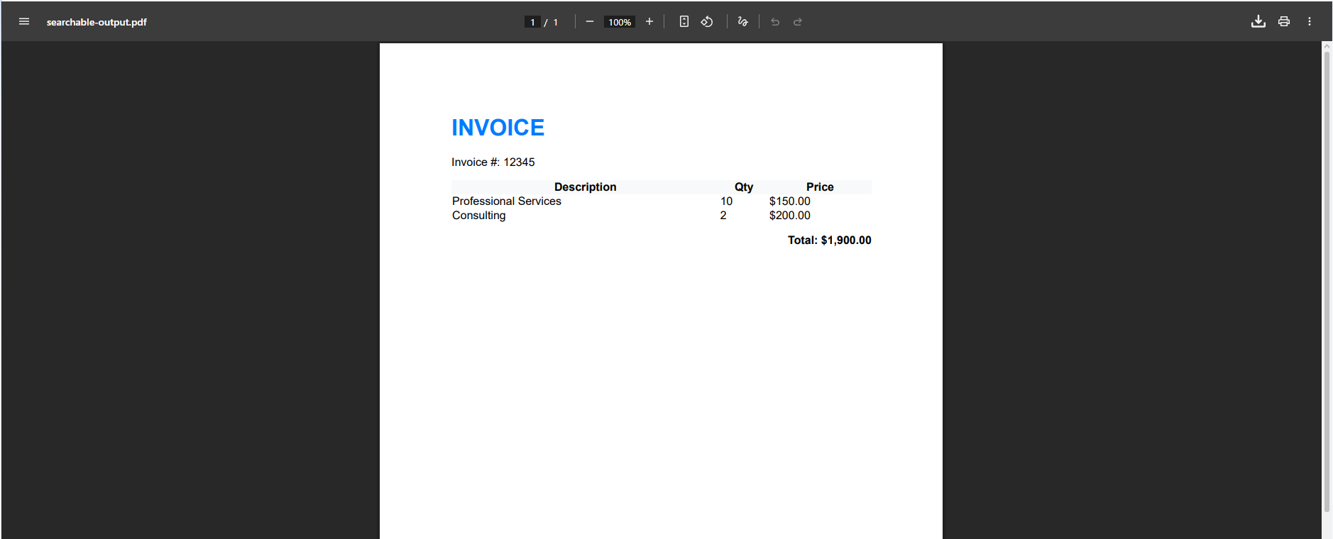 Searchable PDF Output