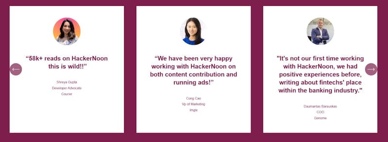 HackerNoon Business Blogging Testimonials. 