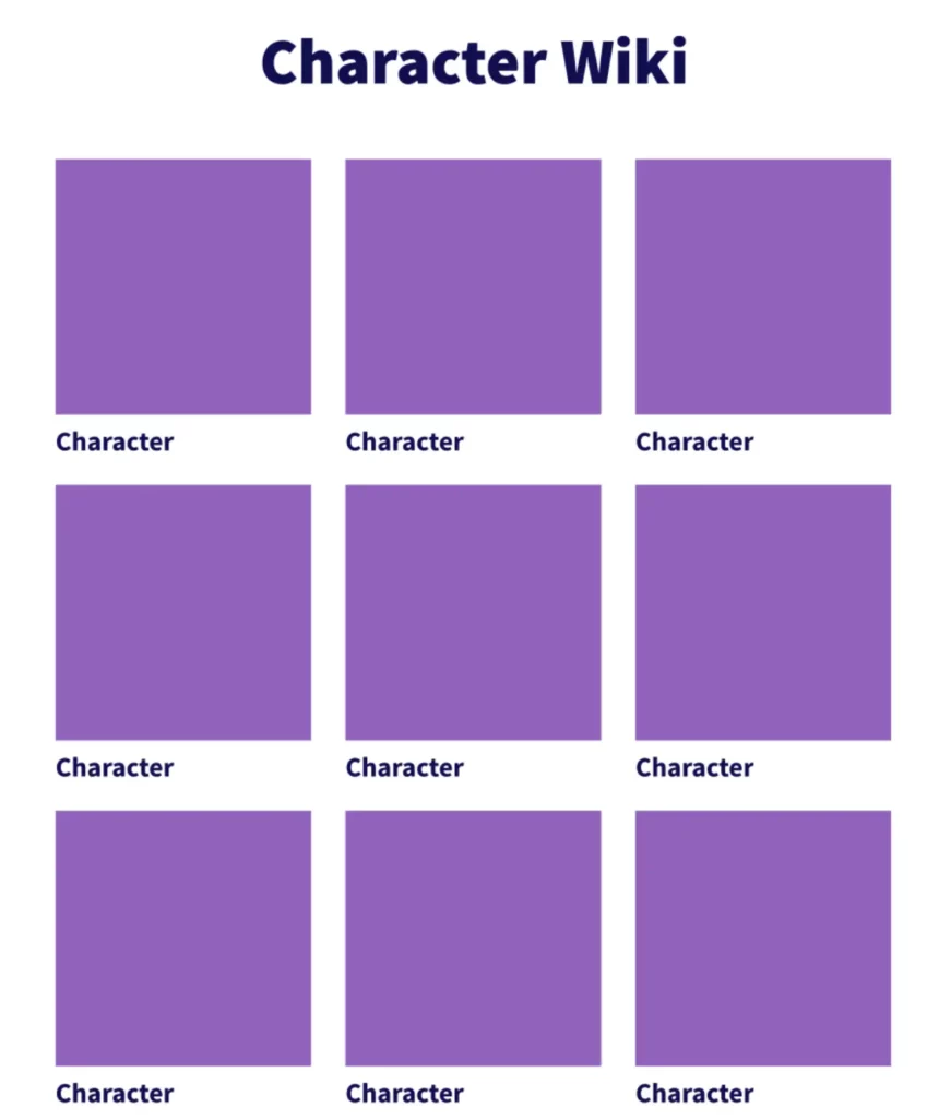 Building projects like a fan wiki, which has a grid view of different characters.