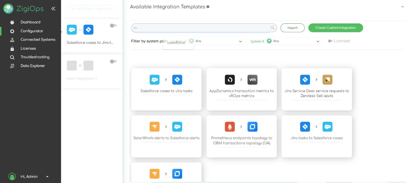 You can easily choose an out-of-the-box integration template