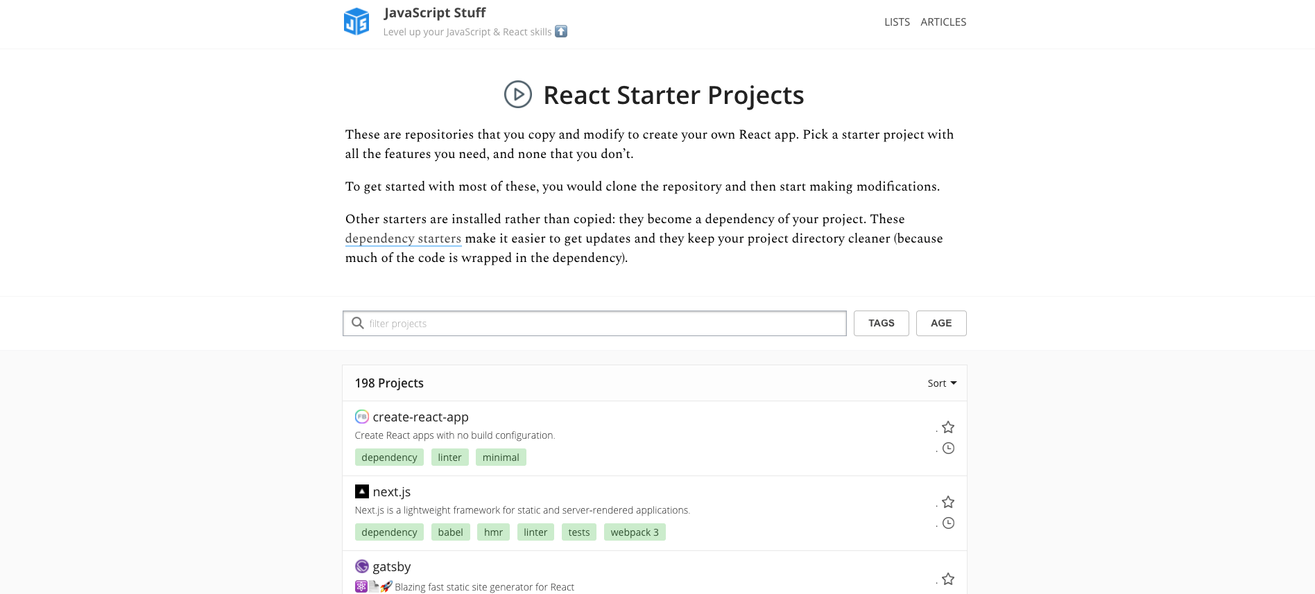 React Starter Projects